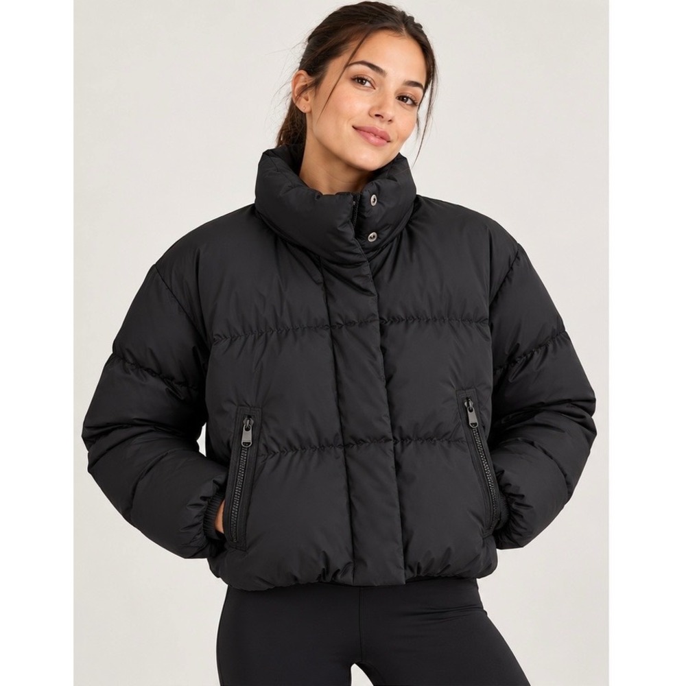 Athleta Summit Down Jacket Black Puffer Coat S 467781-01